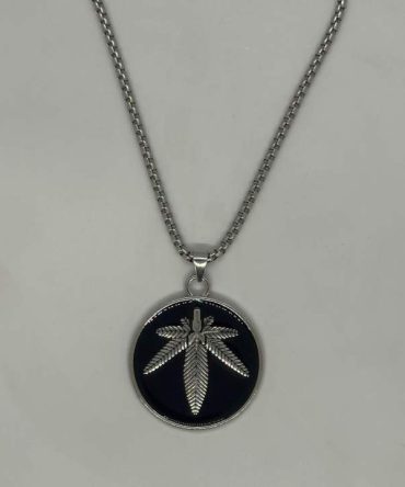 Stainless steel hiphop leaf pendant necklace