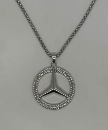 Stainless steel hip hop-style Mercedes-Benz logo pendant necklace