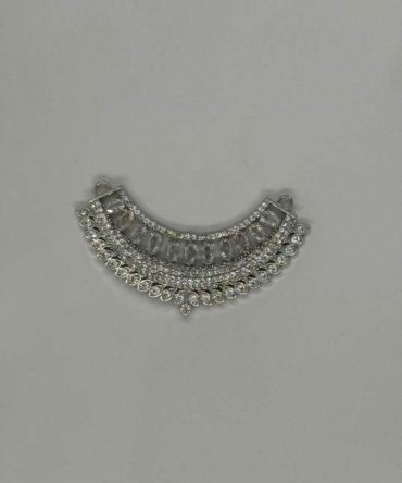 Crescent shaped necklace pendant with american diamond