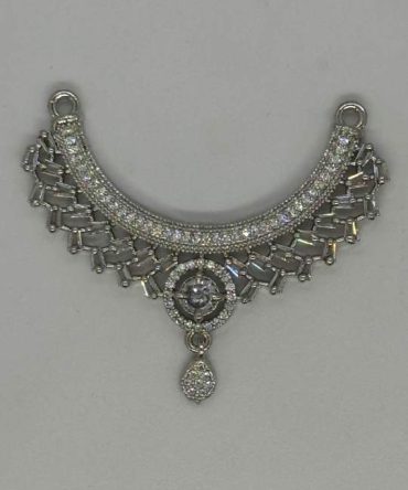 Crescent shaped necklace pendant with american diamond