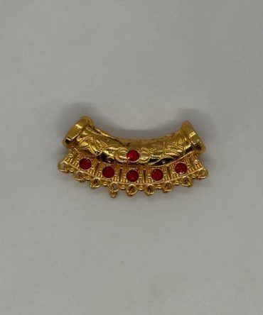 Gold-plated Nepali traditional Hasuli or Tilahari pendant with red stones