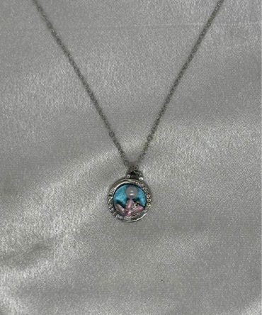 Stainless steel circular Floating Charm Pendant necklace