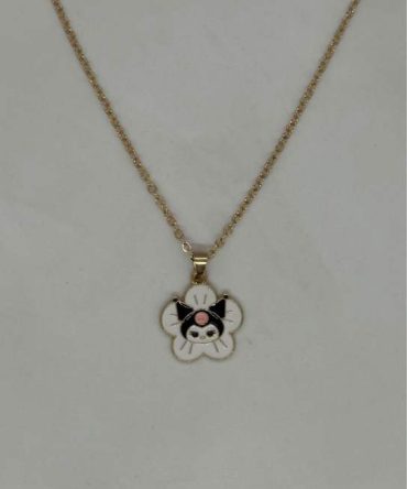 Sanrio Kuromi stainless steel necklace featuring an enamel-plated pendant of the character on a golden chain